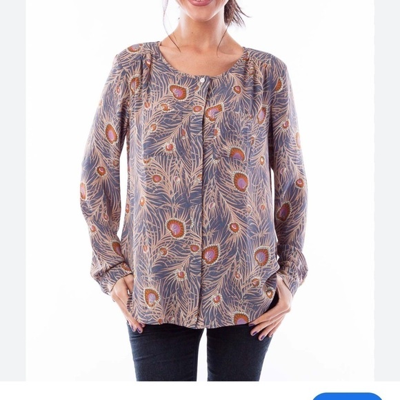 Loft White Long Sleeve Top button up  Print Size small - Picture 1 of 11